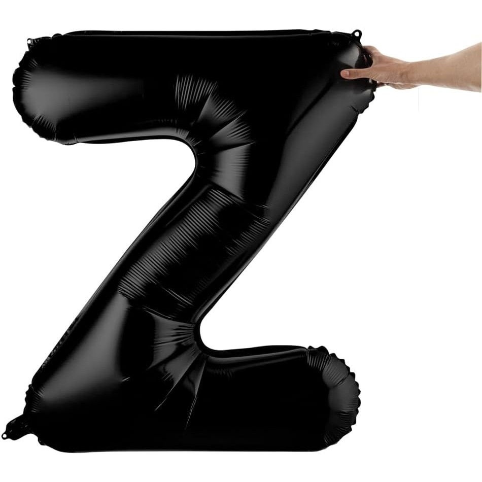 Balon Folie Metalizata Litera Z, Flippy, 40 cm, Umflati cu Heliu sau Aer, Ambalaj Individual, Pai inclus, Negru [6]