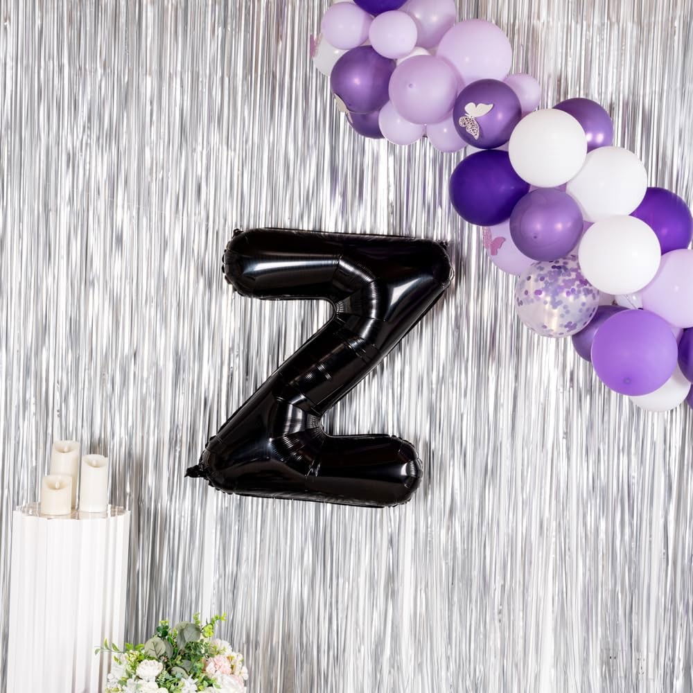 Balon Folie Metalizata Litera Z, Flippy, 40 cm, Umflati cu Heliu sau Aer, Ambalaj Individual, Pai inclus, Negru [3]