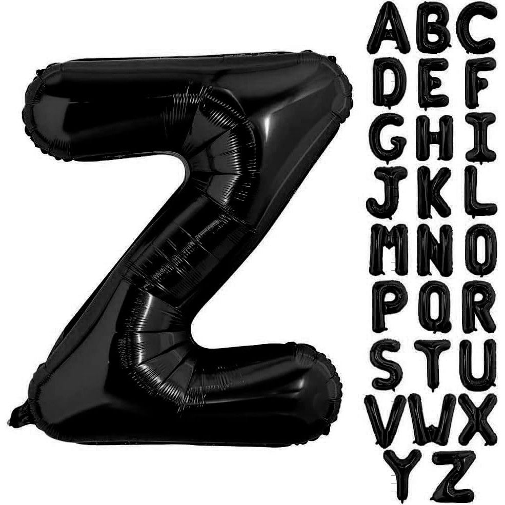 Balon Folie Metalizata Litera Z, Flippy, 40 cm, Umflati cu Heliu sau Aer, Ambalaj Individual, Pai inclus, Negru [7]