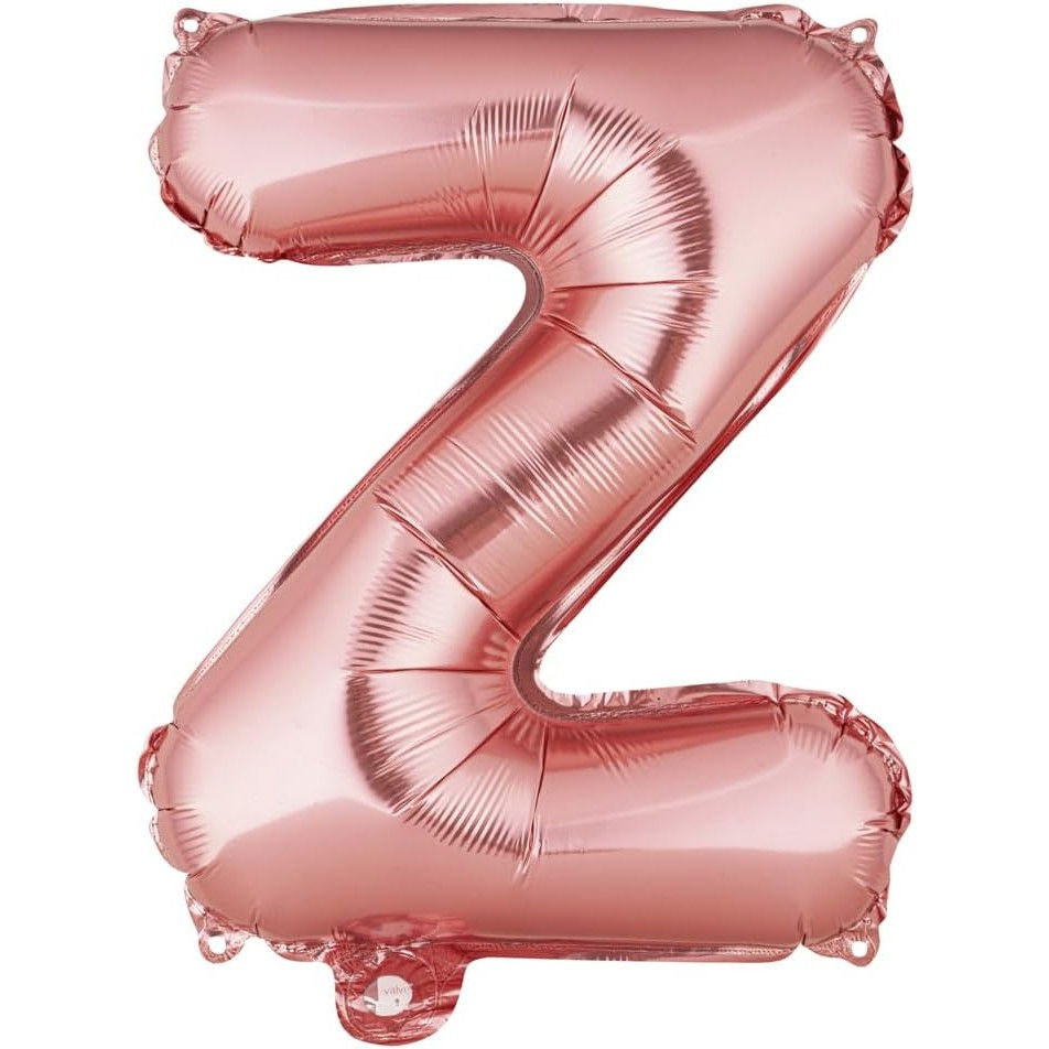 Balon Folie Metalizata Litera Z, Flippy, 40 cm, Umflati cu Heliu sau Aer, Ambalaj Individual, Pai inclus, Rose Gold [1]