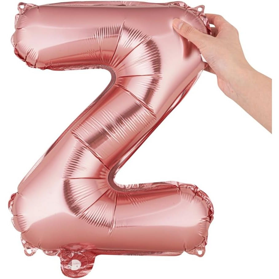 Balon Folie Metalizata Litera Z, Flippy, 40 cm, Umflati cu Heliu sau Aer, Ambalaj Individual, Pai inclus, Rose Gold [6]