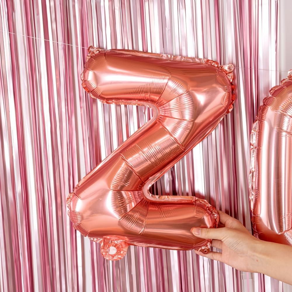 Balon Folie Metalizata Litera Z, Flippy, 40 cm, Umflati cu Heliu sau Aer, Ambalaj Individual, Pai inclus, Rose Gold [3]