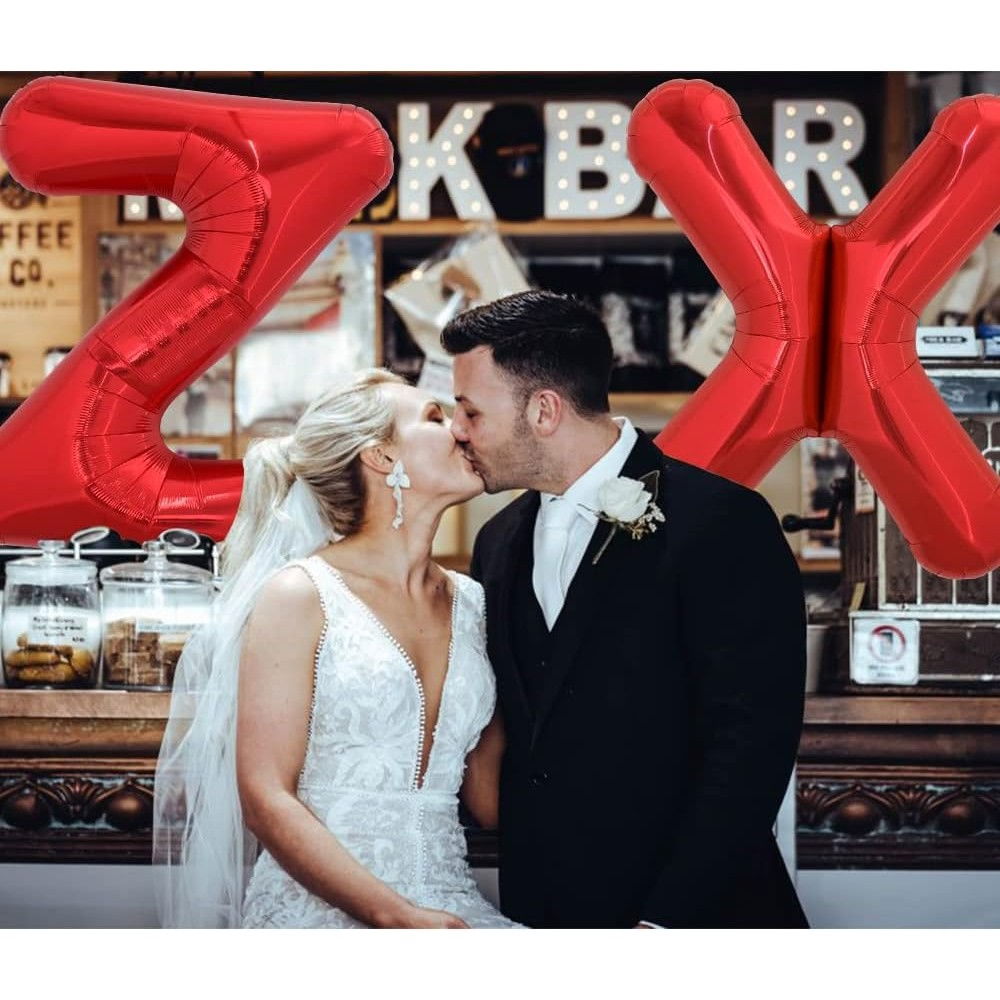 Balon Folie Metalizata Litera Z, Flippy, 40 cm, Umflati cu Heliu sau Aer, Ambalaj Individual, Pai inclus, Rosu [5]