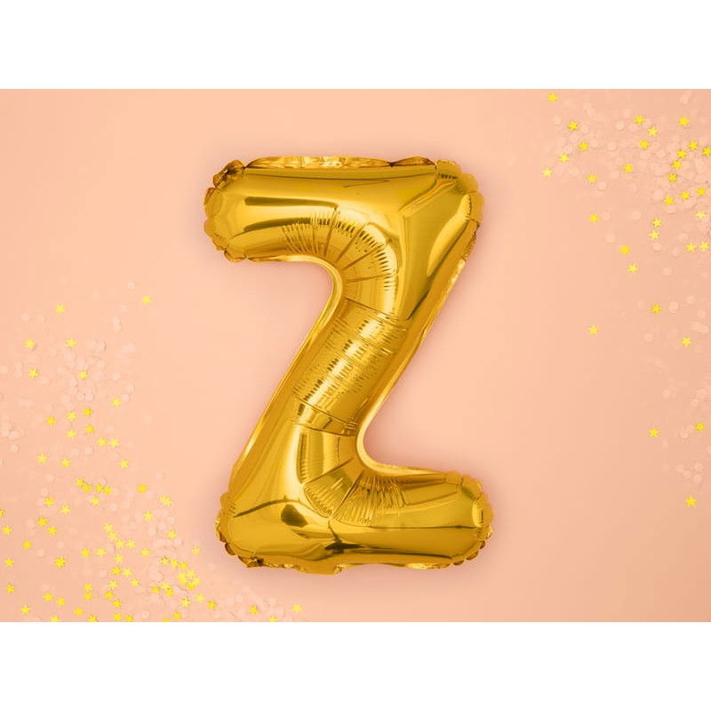 Balon Folie Metalizata Litera Z, Flippy, 80 cm, Umflati cu Heliu sau Aer, Ambalaj Individual, Pai inclus, Auriu [4]