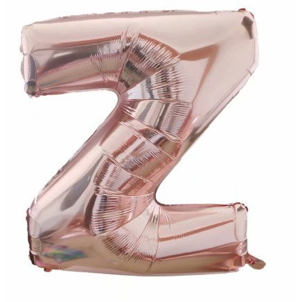 Balon Folie Metalizata Litera Z, Flippy, 80 cm, Umflati cu Heliu sau Aer, Ambalaj Individual, Pai inclus, Rose Gold [5]
