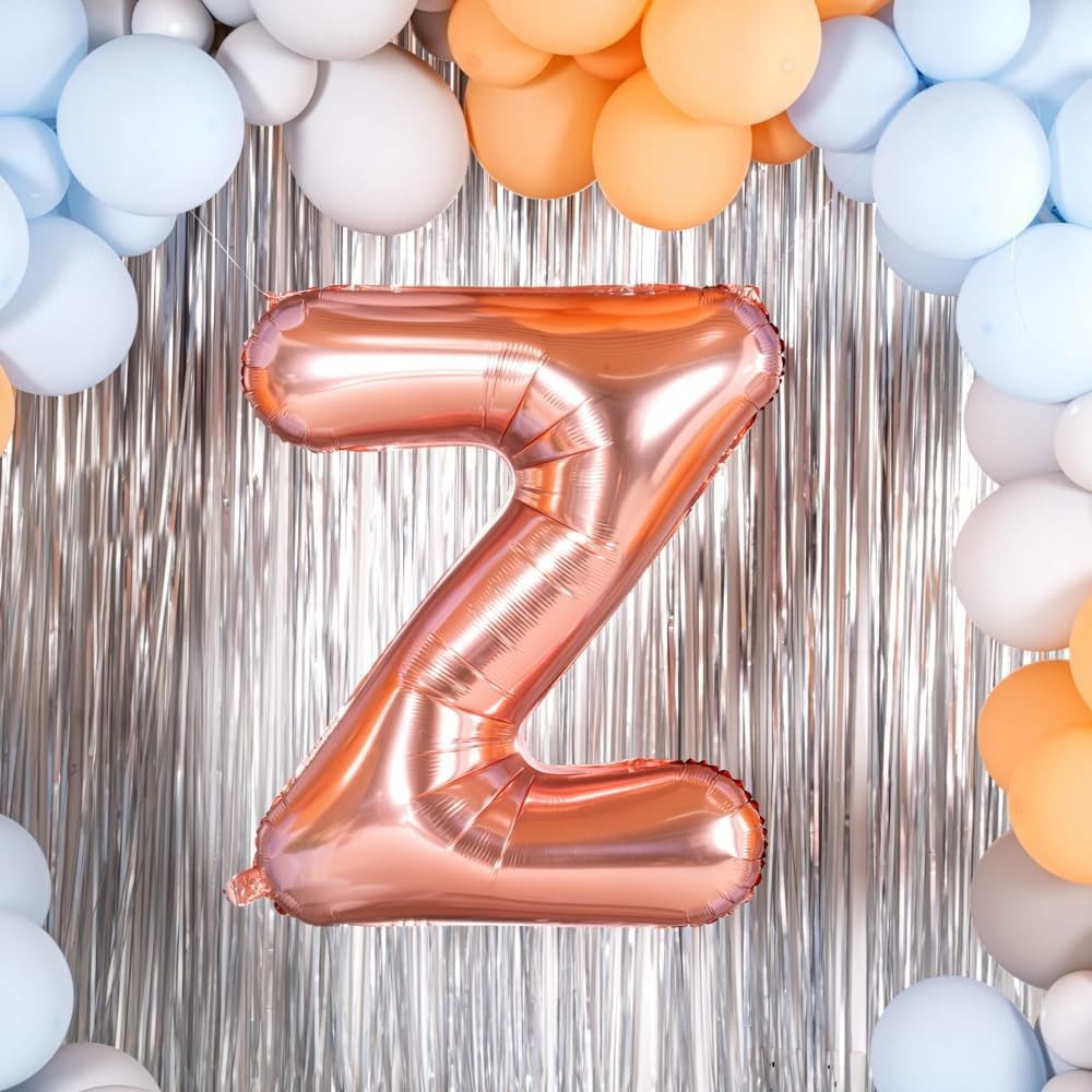 Balon Folie Metalizata Litera Z, Flippy, 80 cm, Umflati cu Heliu sau Aer, Ambalaj Individual, Pai inclus, Rose Gold [4]