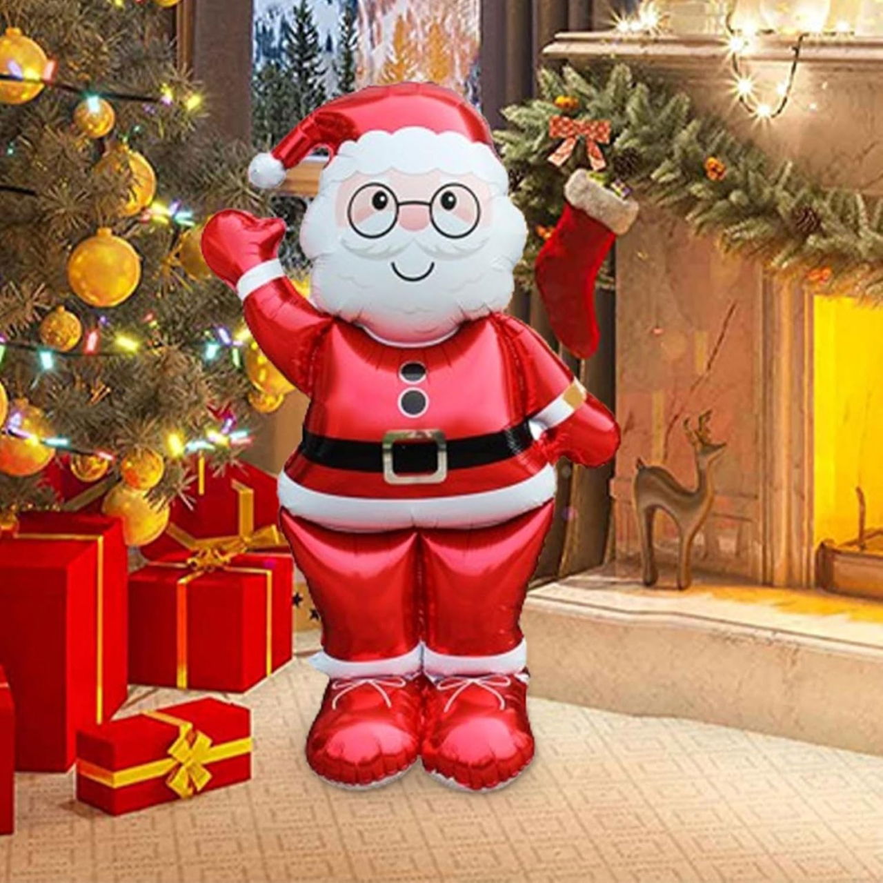 Balon Mos Craciun, Flippy, din Folie de Aluminiu, 90 x 155 cm, Rosu [3]