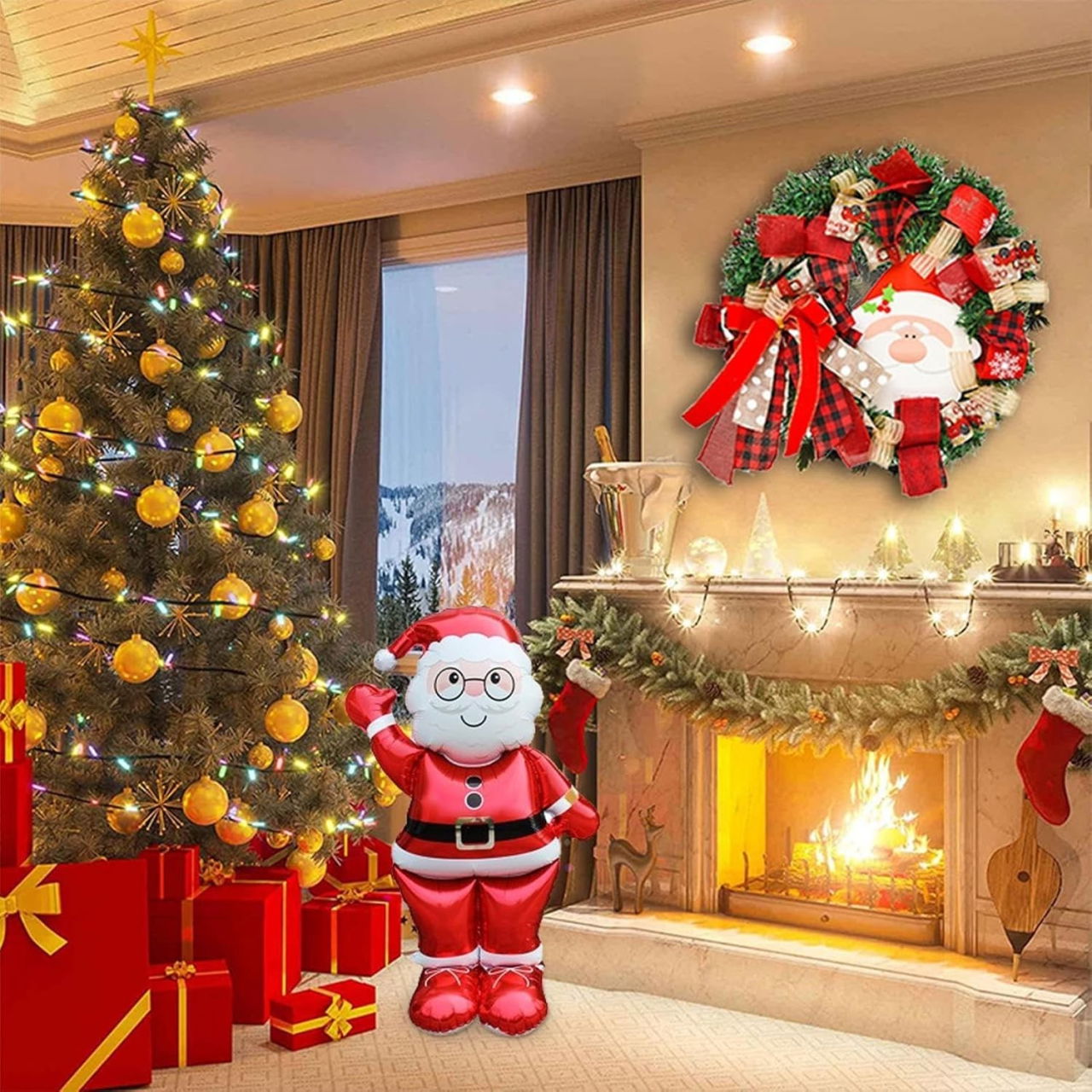 Balon Mos Craciun, Flippy, din Folie de Aluminiu, 90 x 155 cm, Rosu [2]