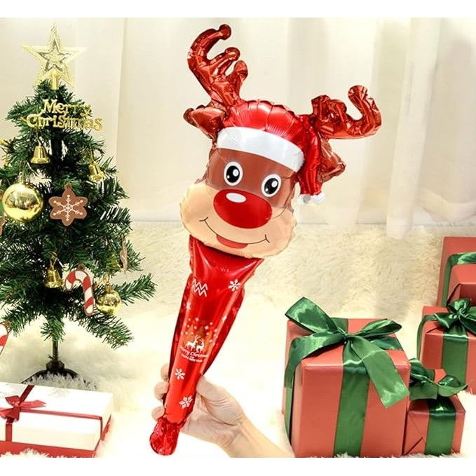 Balon Ren, Flippy, din Folie de Aluminiu, de Mana, Tema Craciun, 29 x 62 cm, Maro [2]