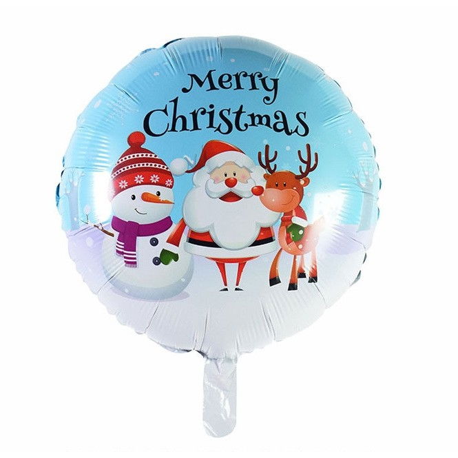 Balon Rotund, Flippy, din Folie de Aluminiu, Tema Craciun Merry Christmas, 44.5x53 cm, Albastru [1]