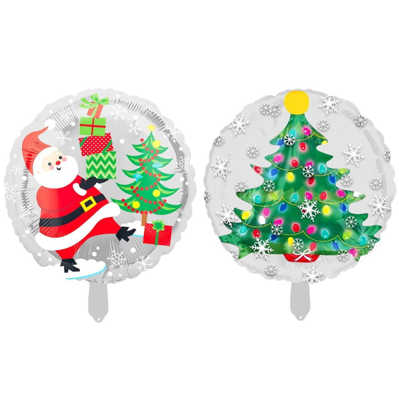 Balon Rotund, Flippy, din Folie de Aluminiu, Tema Craciun, Model Mos Craciun si Brad, 44.5x53 cm, Multicolor [1]