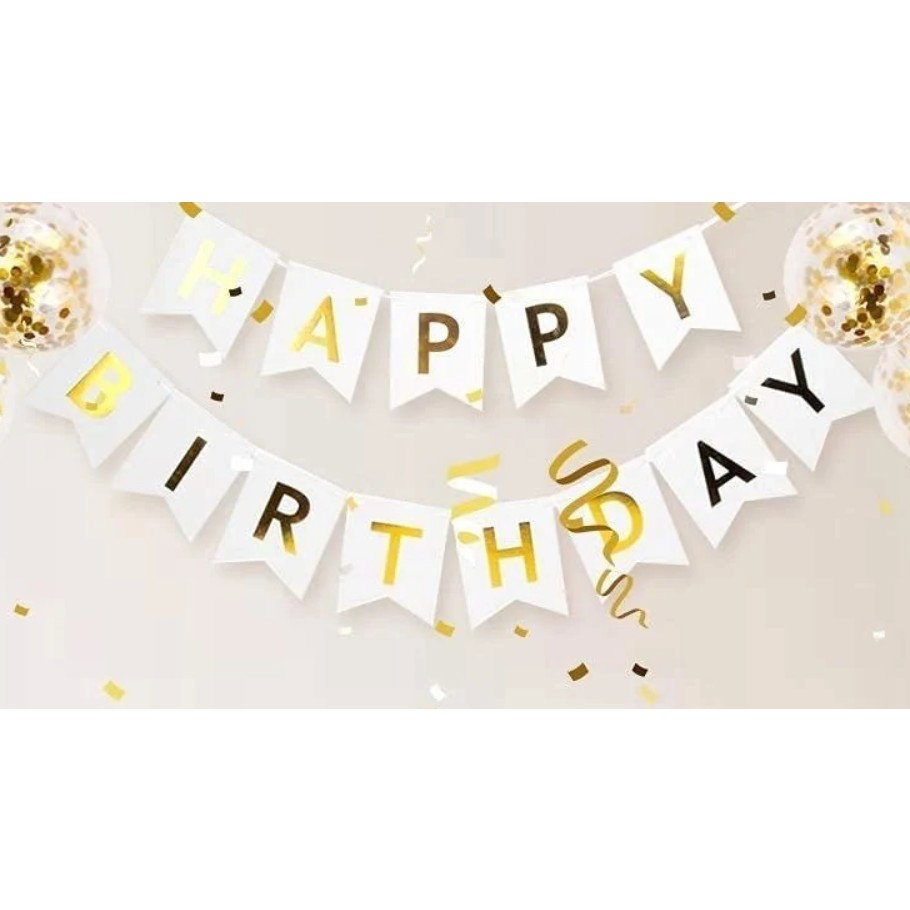 Banner Happy Birthday 100x200 cm, Flippy, Dimensiune Stegulet 11.5x16.5 cm, Rola de Ata Inclusa, Alb [4]