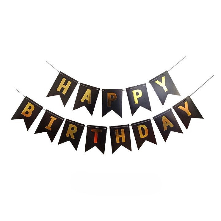 Banner Happy Birthday 100x200 cm, Flippy, Dimensiune Stegulet 11.5x16.5 cm, Rola de Ata Inclusa, Negru [4]