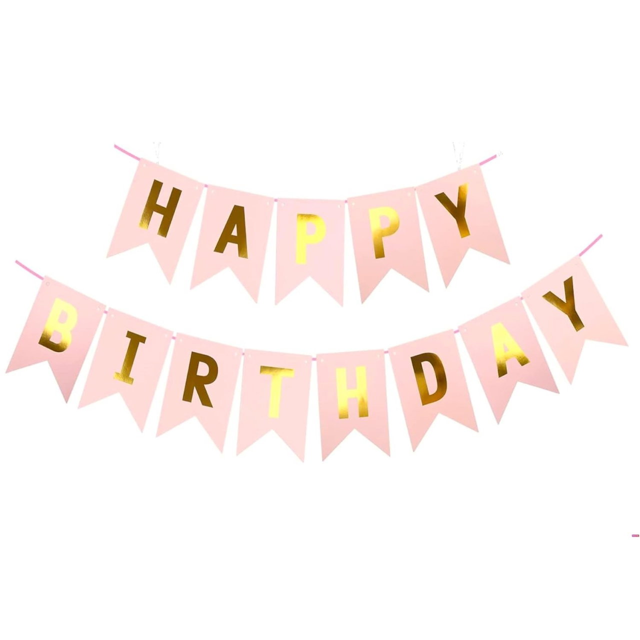 Banner Happy Birthday 100x200 cm, Flippy, Dimensiune Stegulet 11.5x16.5 cm, Rola de Ata Inclusa, Roz [1]