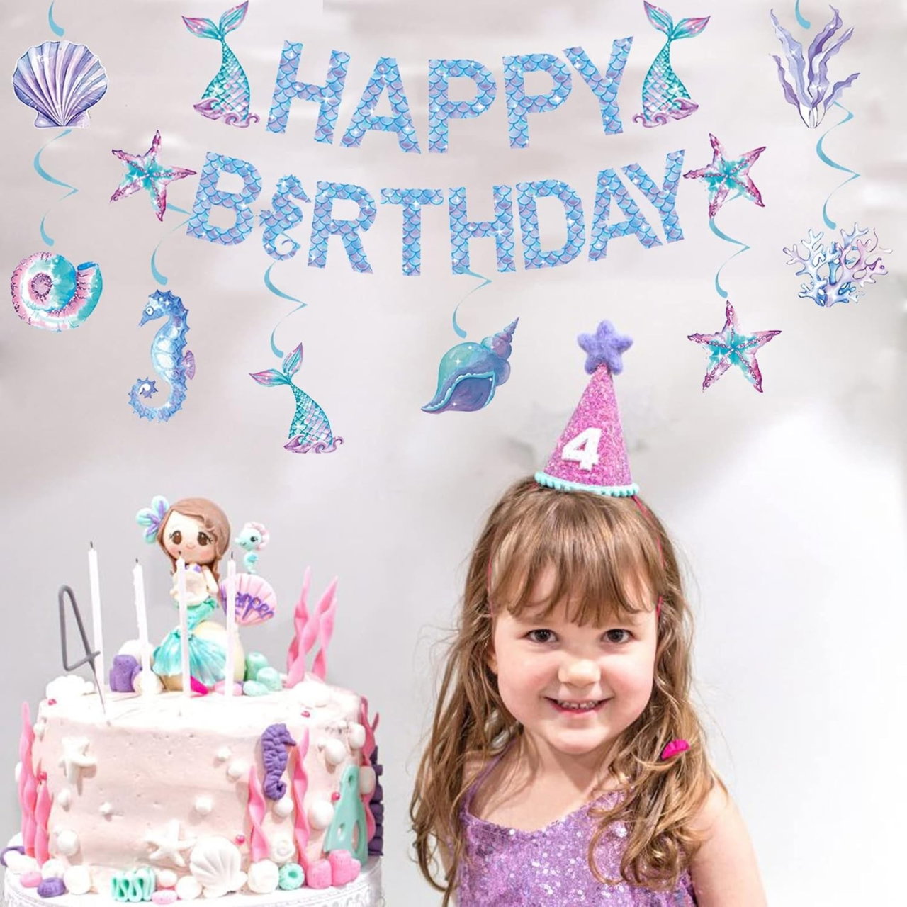 Banner Happy Birthday Sirena, Flippy, Colectia Mermaid, 17 Piese, Multicolor [4]