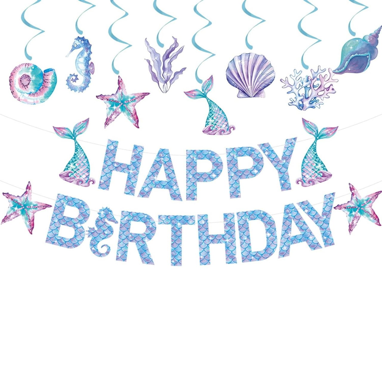 Banner Happy Birthday Sirena, Flippy, Colectia Mermaid, 17 Piese, Multicolor [5]