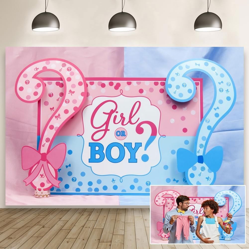 Banner pentru Petrecere, Flippy, Model Girl or Boy, Tematica Gender Reveal, 150 x 100 cm, Albastru Roz [11]