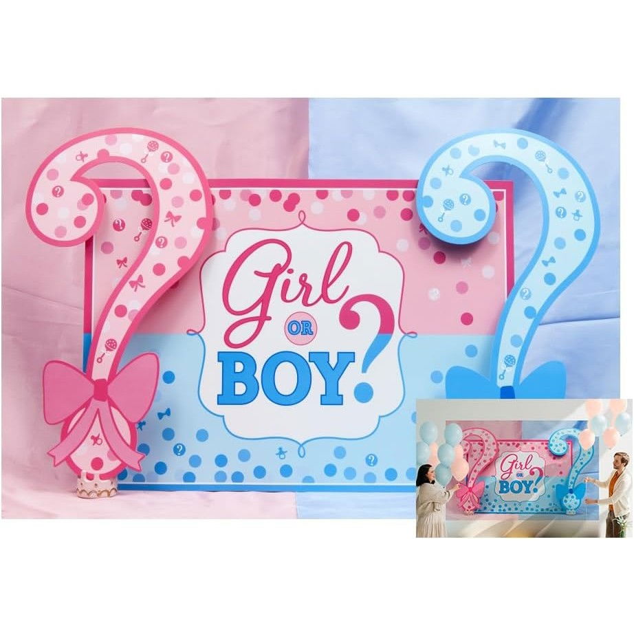 Banner pentru Petrecere, Flippy, Model Girl or Boy, Tematica Gender Reveal, 150 x 100 cm, Albastru Roz [10]