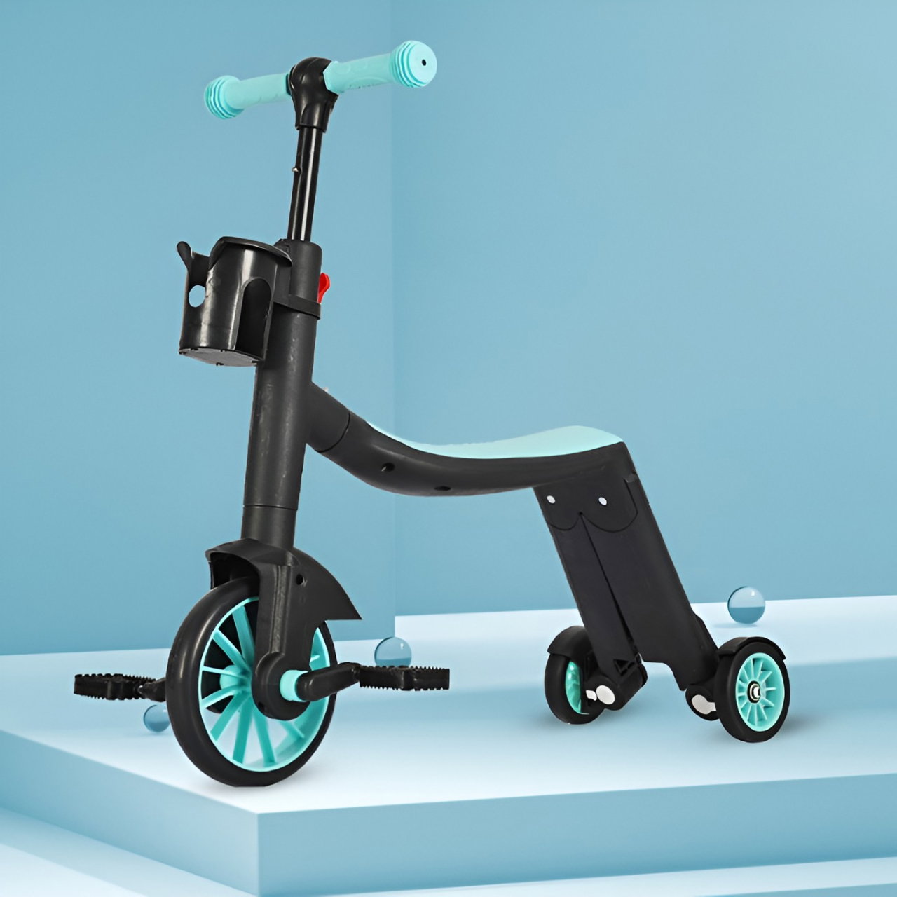 Bicicleta 8 in 1, Flippy, Transformabila, Multifunctionala, Reglare Inaltime, cu Maner de Impingere Detasabil, Tricicleta, Trotineta, 3 Roti, Pedale, Cosulet, 3-6 Ani, Albastru [5]