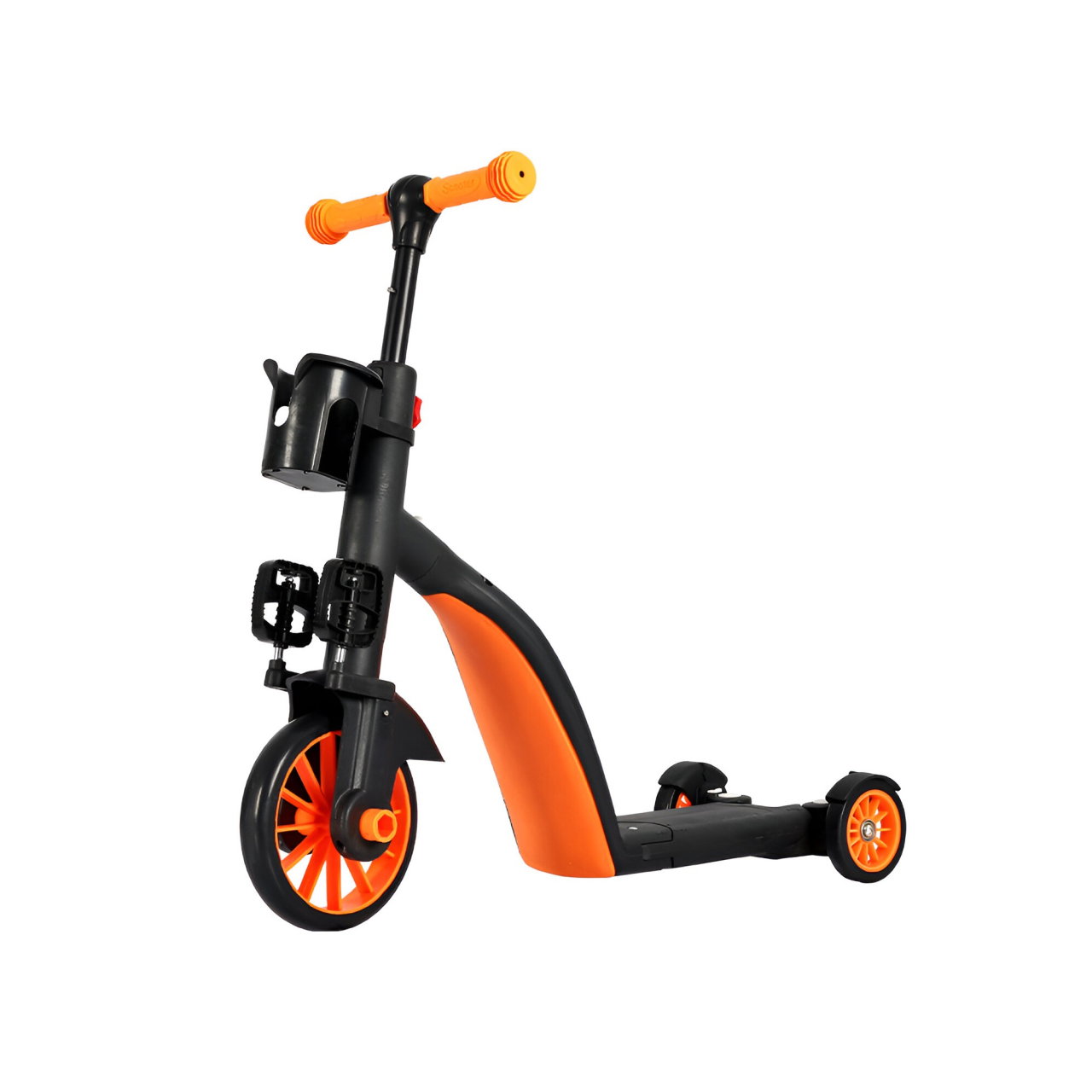 Bicicleta 8 in 1, Flippy, Transformabila, Multifunctionala, Reglare Inaltime, cu Maner de Impingere Detasabil, Tricicleta, Trotineta, 3 Roti, Pedale, Cosulet, 3-6 Ani, Portocaliu [2]