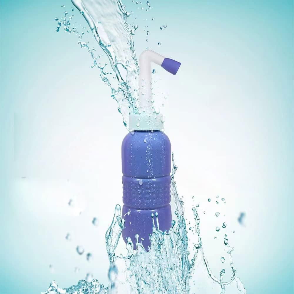 Bideu Portabil pentru Igiena Intima, Flippy, pentru Postpartum/ Postoperator, 450 mL, cu Capac si Husa Galbena, 29.5x7 cm, Culoare Recipient Mov [15]