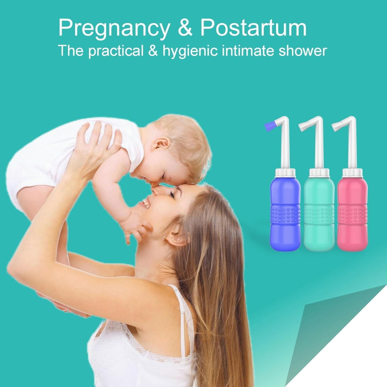 Bideu Portabil pentru Igiena Intima, Flippy, pentru Postpartum/ Postoperator, 450 mL, cu Capac si Husa Galbena, 29.5x7 cm, Culoare Recipient Mov [9]