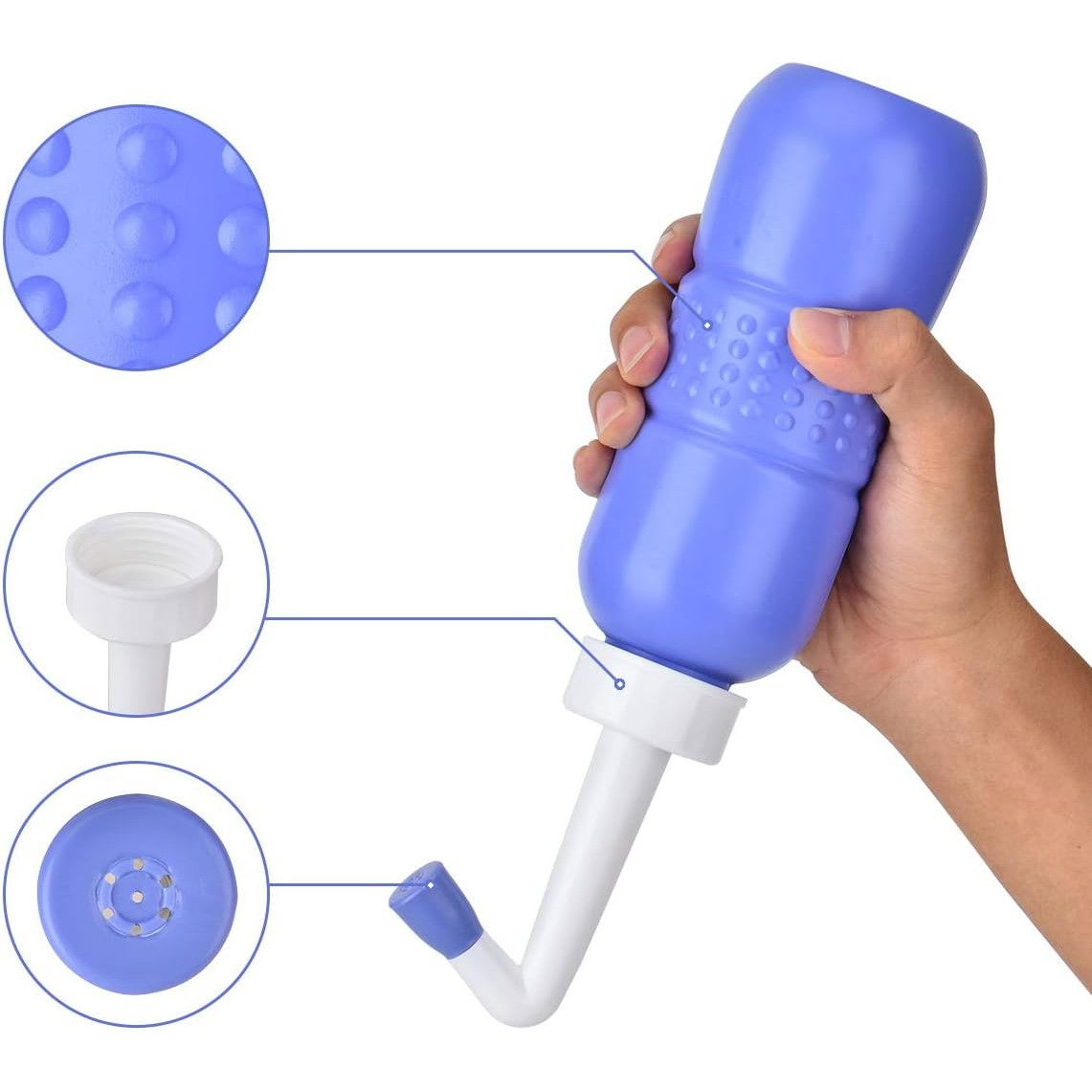 Bideu Portabil pentru Igiena Intima, Flippy, pentru Postpartum/ Postoperator, 450 mL, cu Capac si Husa Galbena, 29.5x7 cm, Culoare Recipient Mov [11]