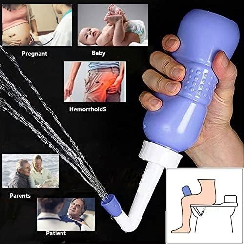 Bideu Portabil pentru Igiena Intima, Flippy, pentru Postpartum/ Postoperator, 450 mL, cu Capac si Husa Galbena, 29.5x7 cm, Culoare Recipient Mov [13]