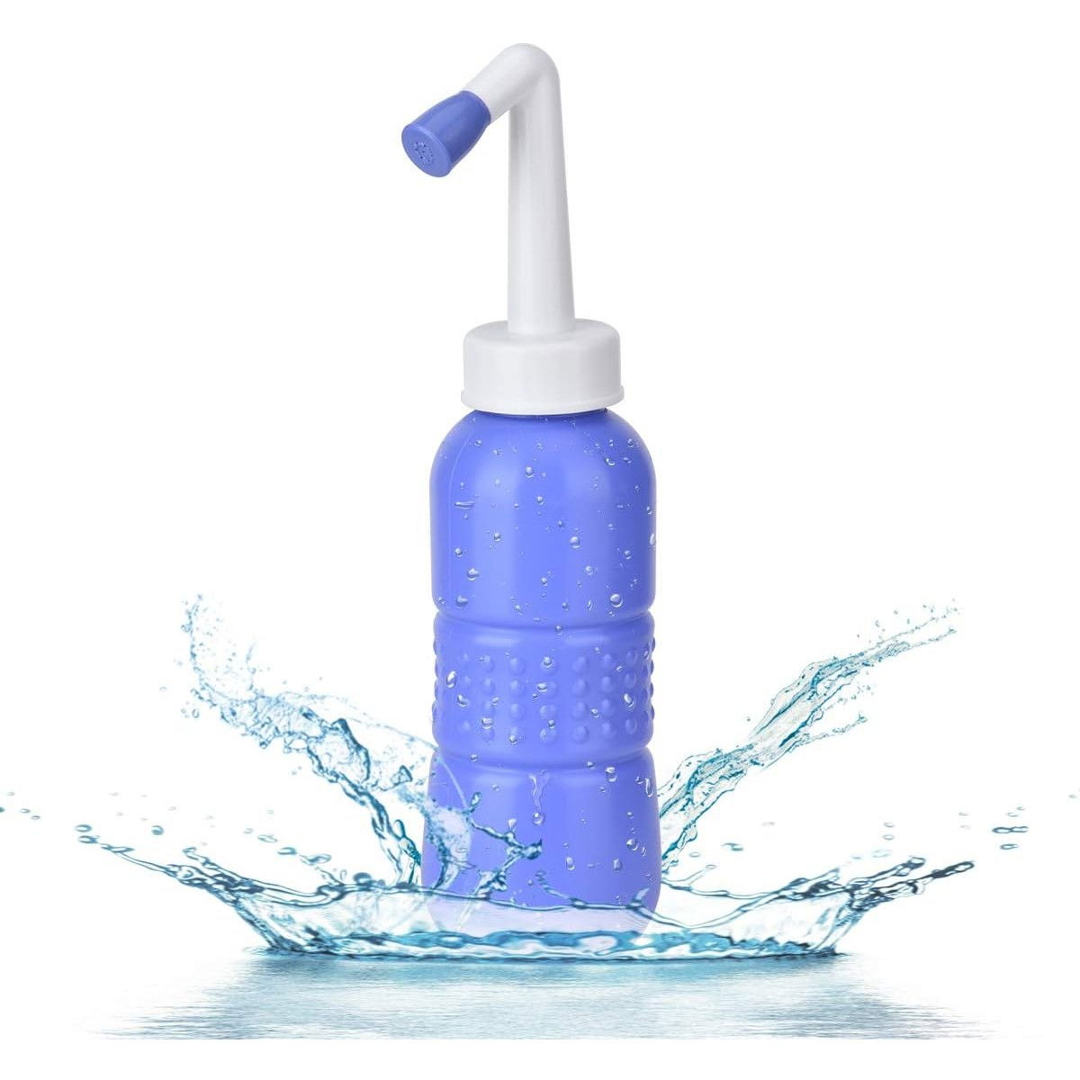 Bideu Portabil pentru Igiena Intima, Flippy, pentru Postpartum/ Postoperator, 450 mL, cu Capac si Husa Galbena, 29.5x7 cm, Culoare Recipient Mov [12]