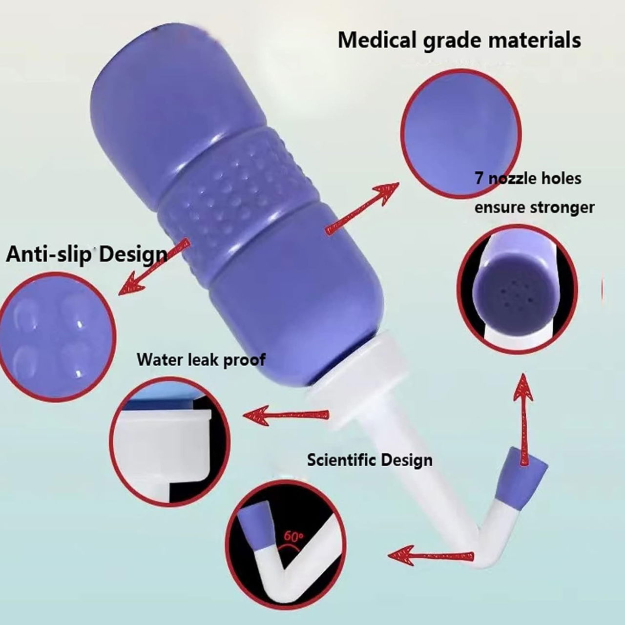 Bideu Portabil pentru Igiena Intima, Flippy, pentru Postpartum/ Postoperator, 450 mL, cu Capac si Husa Galbena, 29.5x7 cm, Culoare Recipient Mov [14]