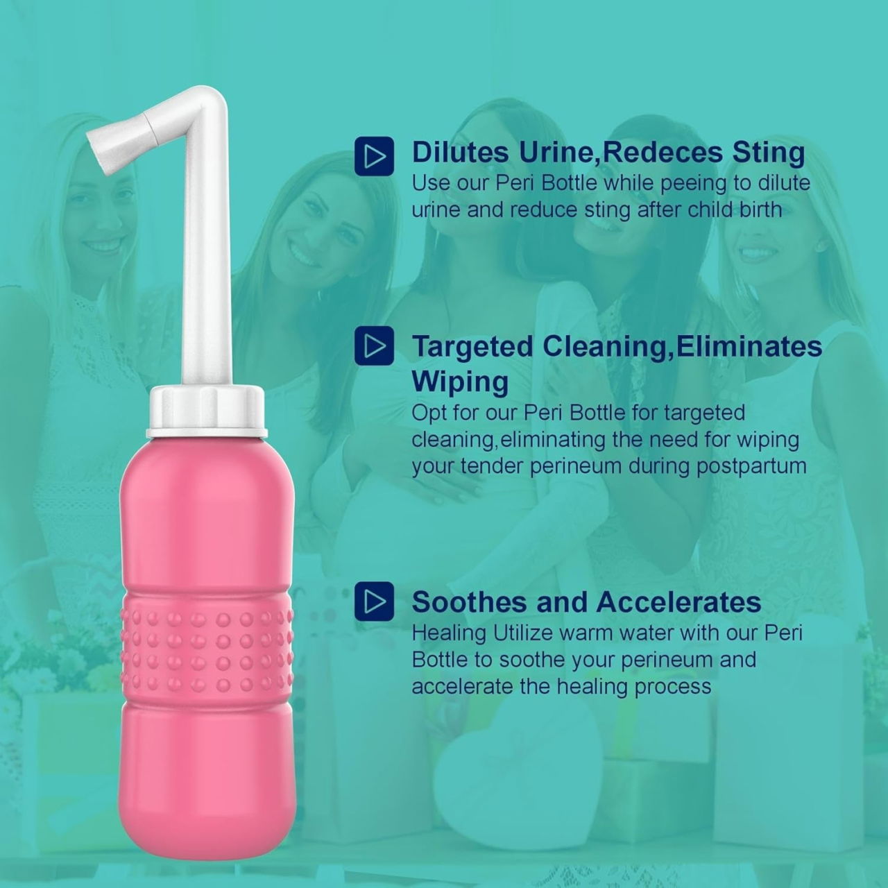 Bideu Portabil pentru Igiena Intima, Flippy, pentru Postpartum/ Postoperator, 450 mL, cu Capac si Husa Galbena, 29.5x7 cm, Culoare Recipient Roz [9]