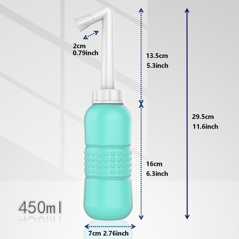 Bideu Portabil pentru Igiena Intima, Flippy, pentru Postpartum/ Postoperator, 450 mL, cu Capac si Husa Galbena, 29.5x7 cm, Culoare Recipient Verde [4]