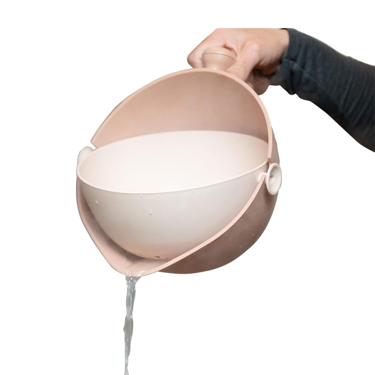 Bol cu Doua Straturi, Flippy, pentru Fructe, Legume, cu Cos de Scurgere a Apei, 2L, din ABS+PP, 29.9 x 22.5 x 11.8 cm, Maro [2]