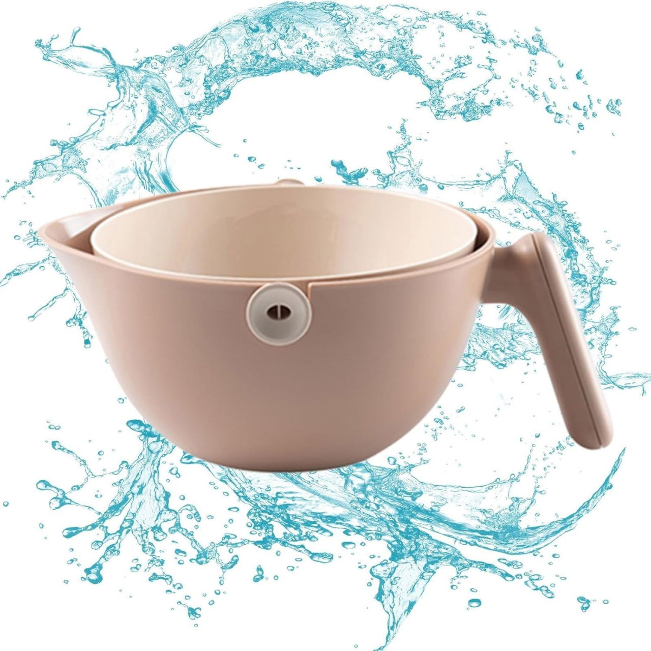 Bol cu Doua Straturi, Flippy, pentru Fructe, Legume, cu Cos de Scurgere a Apei, 2L, din ABS+PP, 29.9 x 22.5 x 11.8 cm, Maro [4]