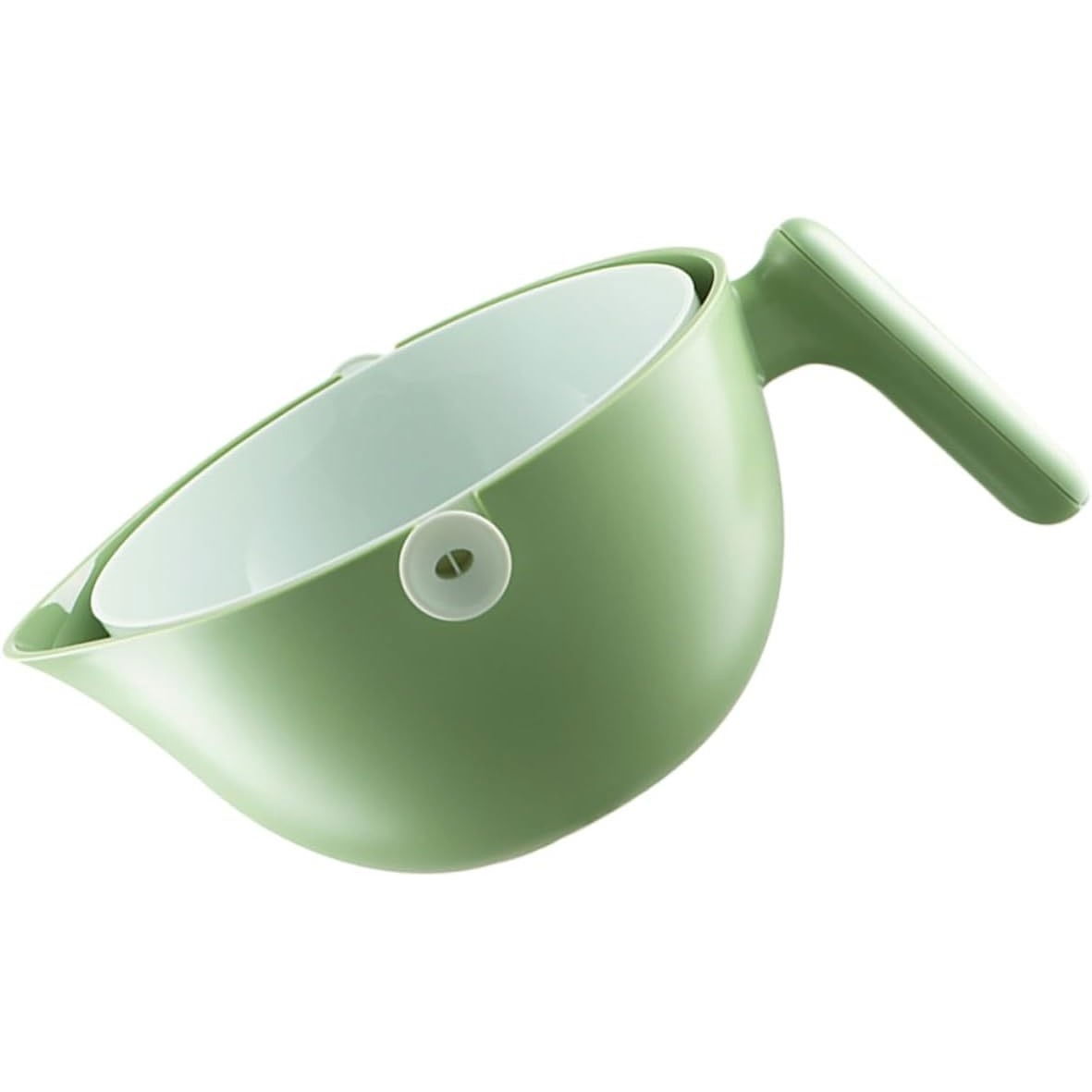 Bol cu Doua Straturi, Flippy, pentru Fructe, Legume, cu Cos de Scurgere a Apei, 2L, din ABS+PP, 29.9 x 22.5 x 11.8 cm, Verde-Alb [5]