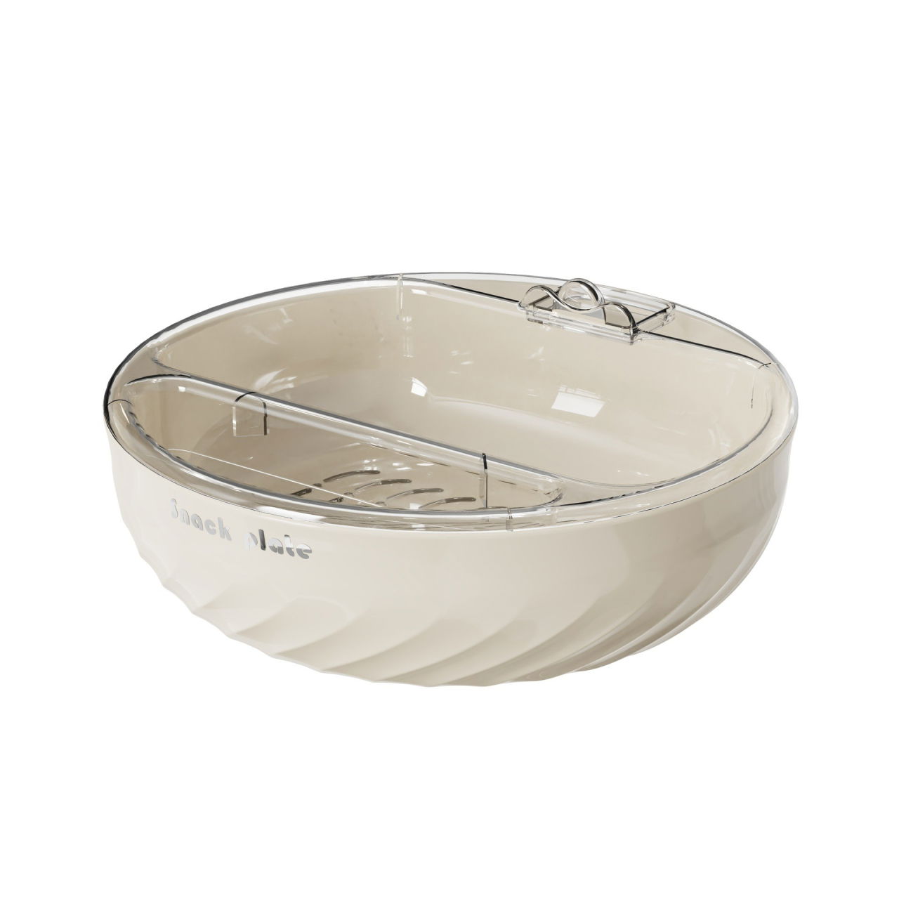 Bol cu Doua Straturi, Flippy, pentru Fructe, Legume, Snacks, cu Strat de Scurgere a Apei, Suport pentru Telefonul Mobil, 22.4x9 cm, Crem [1]