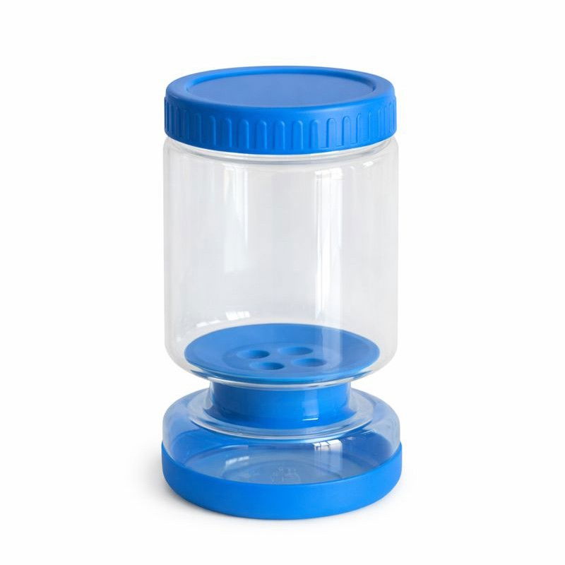 Borcan de Muraturi, Flippy, Borcan cu Separator Divizat de 34oz pentru Lichide, Ermetic, Termorezistent, Tip Clepsidra, 800 ml, 21 x 11 x 11 cm, Capac Albastru [1]