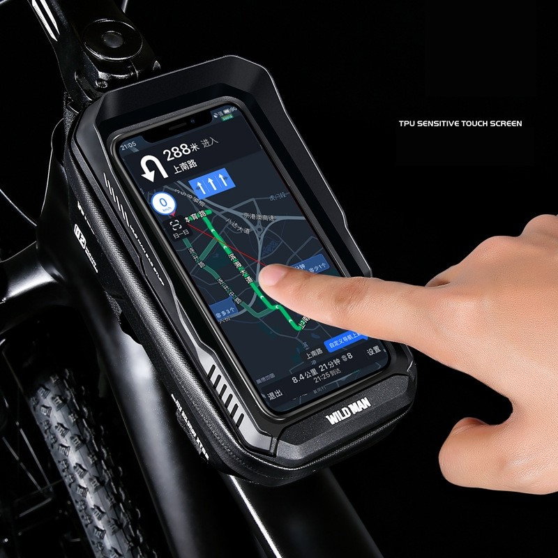 Borseta pentru bicicleta cu suport de telefon Flippy, capcitate 1L, 20.5x11.1x10.5 cm, cu spatiu de stocare, protectie waterproof, ecran tactil, fixare in 3 locuri, protectie lumina, orificiu casti, n [11]