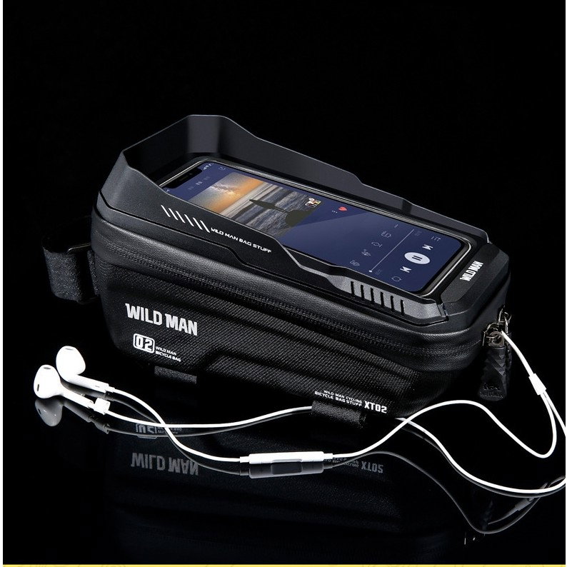 Borseta pentru bicicleta cu suport de telefon Flippy, capcitate 1L, 20.5x11.1x10.5 cm, cu spatiu de stocare, protectie waterproof, ecran tactil, fixare in 3 locuri, protectie lumina, orificiu casti, n [5]