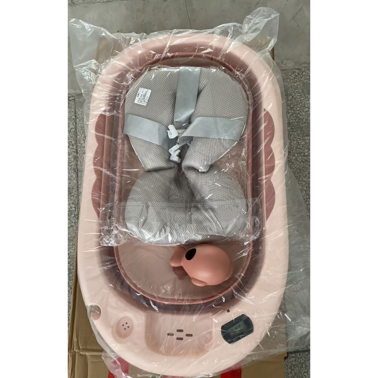 Cada de Baie, Flippy, pentru Copii 0 luni - 6 Ani, cu Termometru, Pliabila, Perna Suport Inclusa, din Plastic, 81.5 x 49 x 21.5 cm, Roz [5]