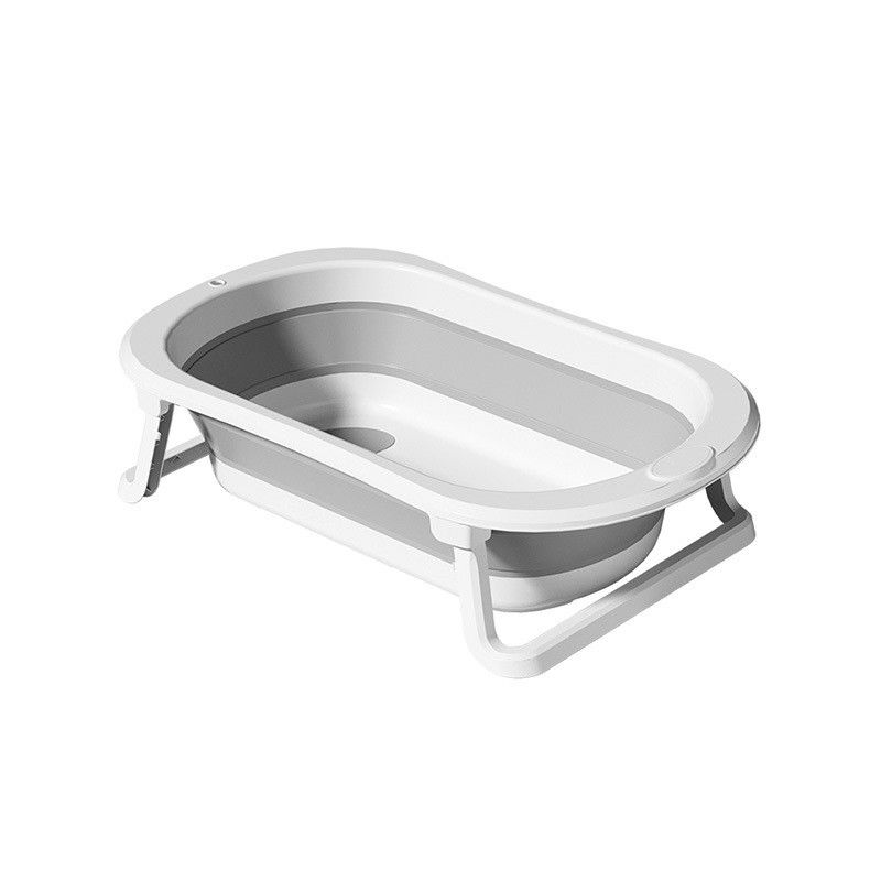 Cada de Baie Pliabila, Flippy, cu Suport, Indicator de Temperatura, 0-8 Ani, din PP+TPR, 45 l Capacitate, 80 x 50 x 23 cm, Gri [3]