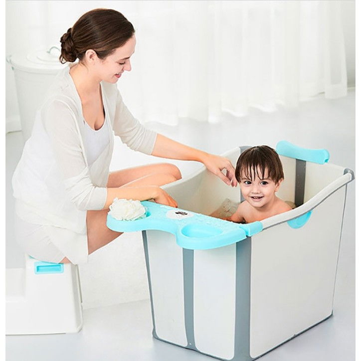 Cada Pliabila pentru Baie, Flippy, din PP+TPE, pentru Copii +6 Luni, Model Ursulet, Scaun de Interior, Detasabil, 82 x 50 x 54 cm, Albastru [3]