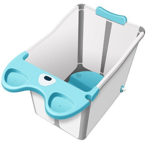 Cada Pliabila pentru Baie, Flippy, din PP+TPE, pentru Copii +6 Luni, Model Ursulet, Scaun de Interior, Detasabil, 82 x 50 x 54 cm, Albastru [1]