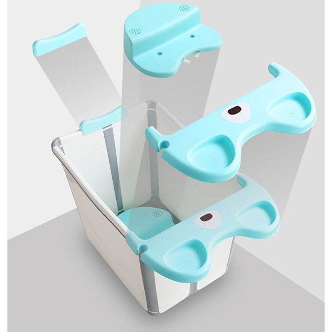 Cada Pliabila pentru Baie, Flippy, din PP+TPE, pentru Copii +6 Luni, Model Ursulet, Scaun de Interior, Detasabil, 82 x 50 x 54 cm, Albastru [5]