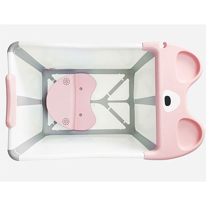 Cada Pliabila pentru Baie, Flippy, din PP+TPE, pentru Copii +6 Luni, Model Ursulet, Scaun de Interior, Detasabil, 82 x 50 x 54 cm, Roz [2]