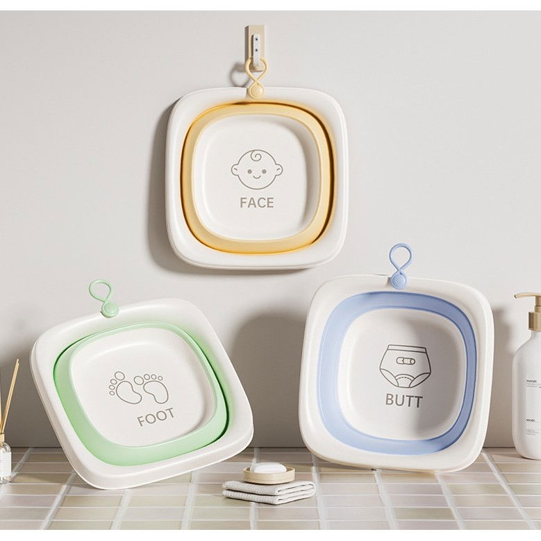 Cada Pliabila pentru Baie pentru Copii, Flippy, Cadita pentru Bebelusi, Model Patrat pentru Fundulet, Albastru, 32x27.5x3.7 cm, 4 L [8]