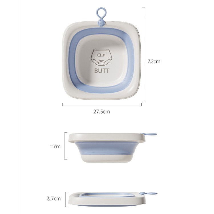 Cada Pliabila pentru Baie pentru Copii, Flippy, Cadita pentru Bebelusi, Model Patrat pentru Fundulet, Albastru, 32x27.5x3.7 cm, 4 L [7]