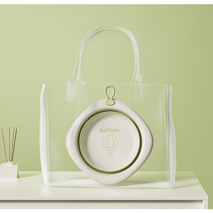 Cada Pliabila pentru Baie pentru Copii, Flippy, Cadita pentru Bebelusi, Model Romb cu Balon, Verde, 31.5x31.5x3.5 cm, 3L [7]