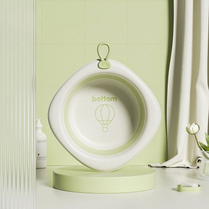 Cada Pliabila pentru Baie pentru Copii, Flippy, Cadita pentru Bebelusi, Model Romb cu Balon, Verde, 31.5x31.5x3.5 cm, 3L [5]