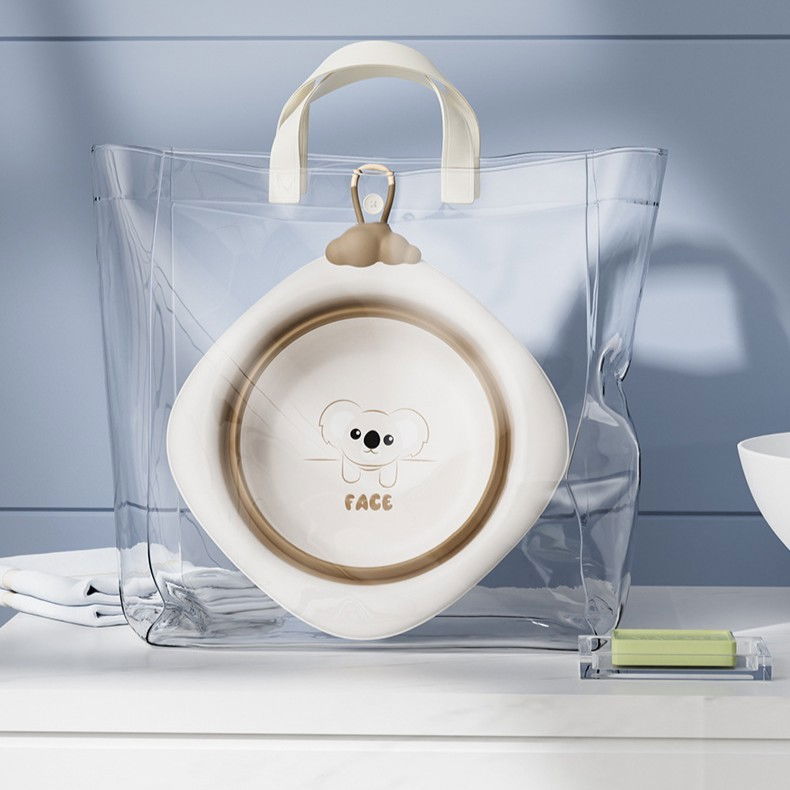 Cada Pliabila pentru Baie pentru Copii, Flippy, Cadita pentru Bebelusi, Model Romb pentru Fata Koala, Maro, 30x30x3.5 cm, 4L [9]